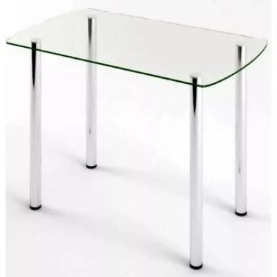 Glass dining table D-06-0 with tempered glass and chrome legs